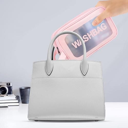 YuanCheng Upgrade Travel Toiletry Bags for Women, Pack-4 Different Size Make Up Bags with Handle, Large Capacity Translucent Waterproof Travel Cosmetic Bags (Comestic Bag-Pink) thumbnail 7