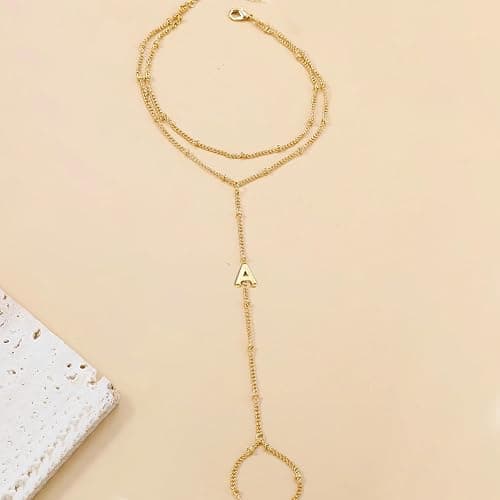 Hand Chain Bracelet for Women Dainty Gold Initial Bracelets Ring Bracelet Hand Chain Hand Jewelry Christmas Gifts for Women Trendy 2025 thumbnail 7