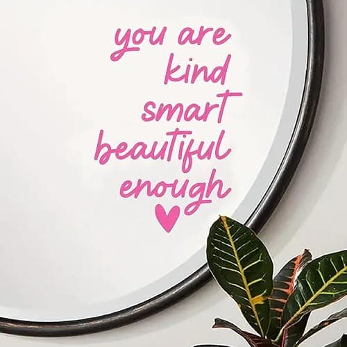 2 Pack Pink Mirror Decal Room Decor for Teen Girls, 3D Pink Bathroom Decor for Kids or Girls,Positive Affirmation Mirror Sticker - Image 1