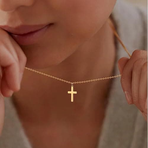 Zalcon Cross Necklace for Women, Gold Plated/Sterling Silver Plated Layered Choker Pendant Necklaces for Women Stack Jewelry for Women Trendy thumbnail 3