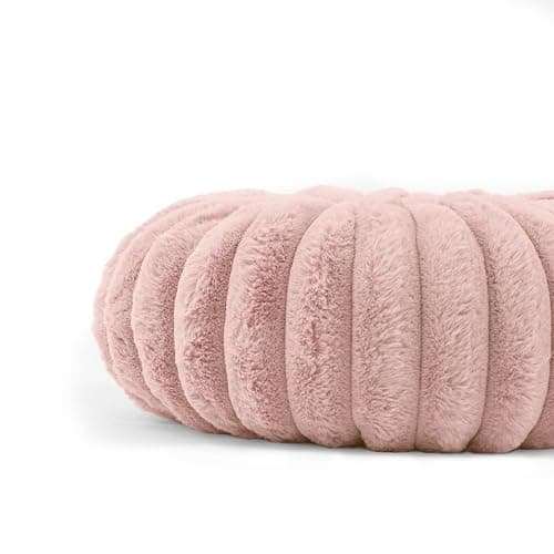 vctops Round Throw Pillow Soft Faux Fur Decorative Pillow Small Pumpkin Throw Pillow Cushion for Living Room Sofa Bed (Pink,13.7" Diameter) thumbnail 3