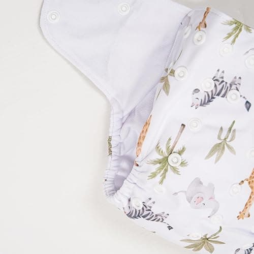 HappyFlute 9 Sets Newborn Baby Cloth Pocket Diapers Adjustable Reusable for Baby Boys and Girls(6-33 pounds,0-3 Years),One Wet Bag+4Diapers and 4Inserts (AD10) thumbnail 4