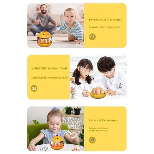 tkerinse Egg Incubator, Rutin Chicken Egg Incubator for Hatching Eggs, Small Clear Egg Hatching Incubator, Automatic Smart Control Hatcher Machine for Variety Size of Eggs thumbnail 7