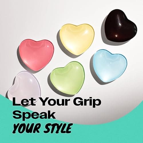 OnTheGrip Cute Glass Heart Design Collapsible Expandible Mobile Phone Grip Stand Holder for Smartphone Tablet Cell Phone Accessory (White) thumbnail 8