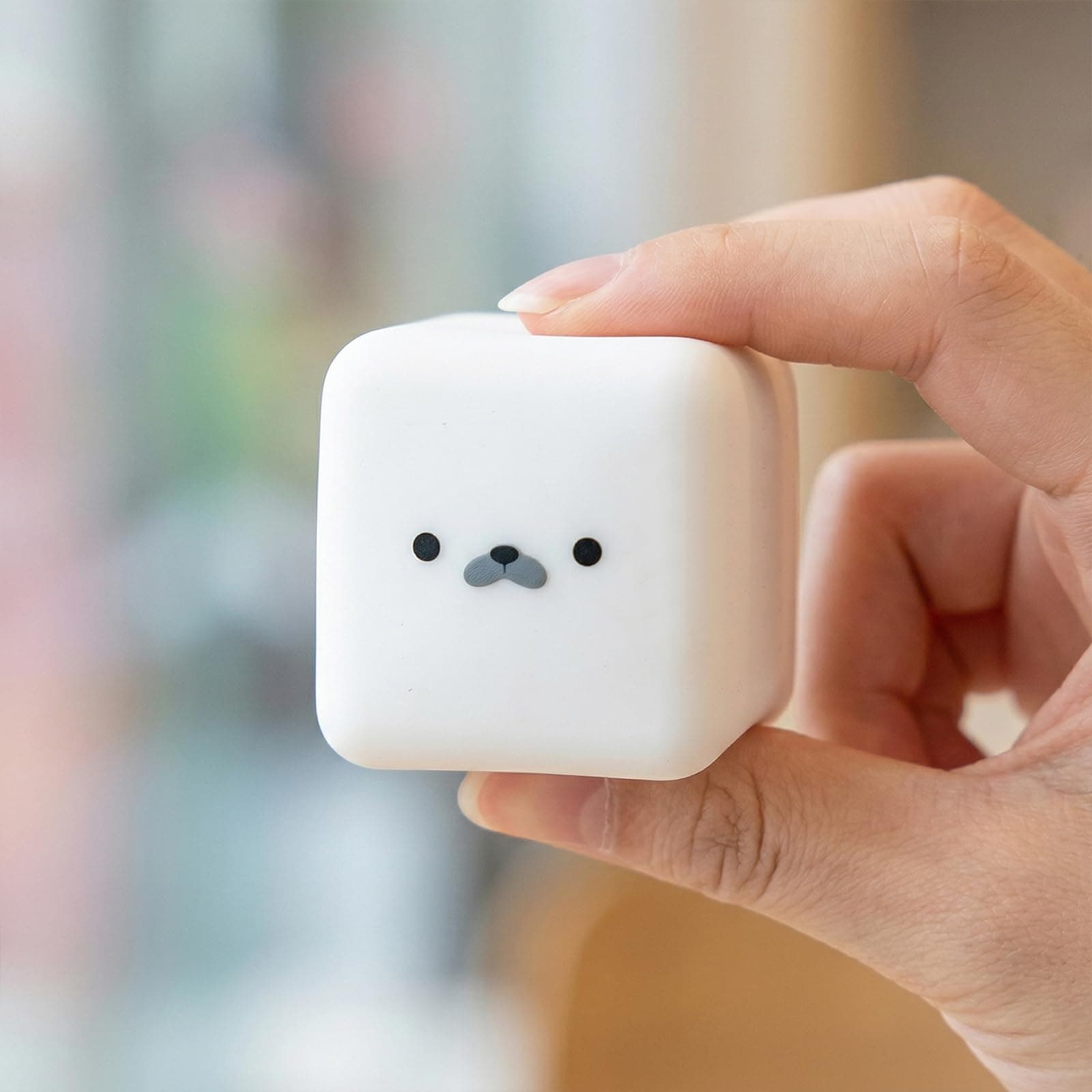 Tofu Seal Squishys, White Cube Stress Toy, Soft Squeeze Decompression Stress Toy, Cute Expression Tofu Cube Squishys, Stretchy Desk Toys for Adults Anxiety Relief Party Favors thumbnail 4