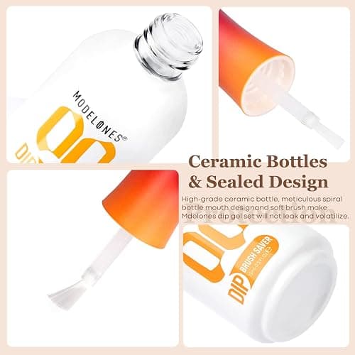 modelones Dip Powder Liquid Set 4+4 Pcs, Dip Powder System Set with Base Coat/Top Coat/Activator/Brush Saver/Manicure Tools for Nail Kit Art DIY Salon - 15ml/0.5oz thumbnail 7