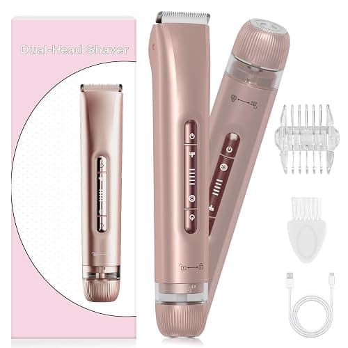 Bikini Trimmer for Women - 2025 New 2-in-1 Dual-Head Electric Shaver，Rechargeable Professional Painless Electric Razors, IPX7 Waterproof Body Hair Trimmer & Facial Hair Remover for Wet & Dry - Image 1
