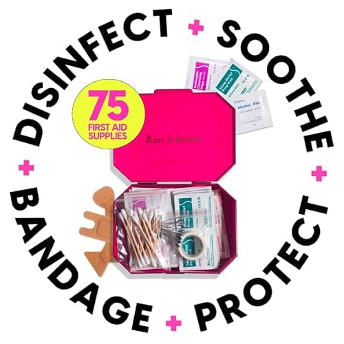 BLINGSTING First Aid Kit - 75 Essential First-aid Supplies, Bandages, Wipes, Gold Travel Case - Multipurpose Mini Emergency Kit for Women - Pink Interior - Compact & Versatile - TSA Approved (1 Count) thumbnail 6