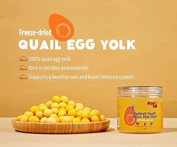 Arya Sit! - Freeze-Dried Single Ingredient Treat (Quail Egg Yolk) for Dogs and Cats - High Protein · Rich in Lecithin for Healthy Coat · No Artificial Ingredients · 4 oz/8 oz thumbnail 3