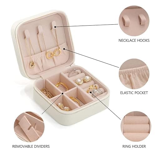 Yofair Personalized Jewelry Box with Birth Flower Bridesmaid Gifts Custom Leather Travel Jewelry Case Ring Box Birthday Christmas Gifts for Women thumbnail 6