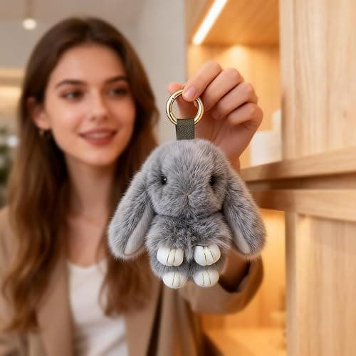 Bunnylulu Keychain with Box, Bunnylulu Keychain with Tin, Bunnylulu Cute Plush Key chain thumbnail 3