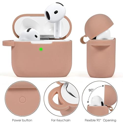 Case for Apple Airpods 4 - VISOOM Airpods 4 Cases 2024 Cover Women Anti-Drop Silicone iPods 4 Earbuds Wireless Accessorie Charging Cases Girl Bling Keychain for Airpod iPods 4th Generation thumbnail 3