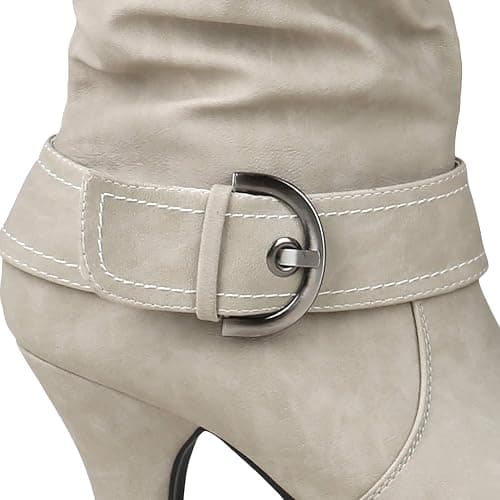 SCARPE VITA Damen Schnürstiefel Plateau Stiefel Retro Leder-Optik 157002 Creme Schnallen 38 thumbnail 4