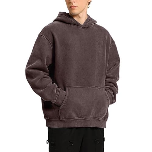 FAIABLE Mens Hoodies Oversized Unisex Acid Wash Hoodie Heavyweight Fleece Vintage Cotton Sweatshirt Men Women Streetwear thumbnail 3