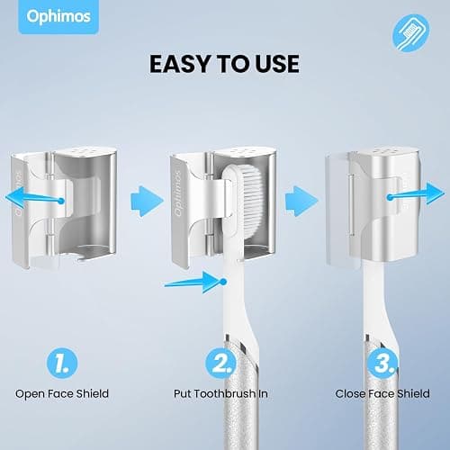Ophimos Aluminum Alloy Toothbrush Head Cover, 2 Count Long-Lasting Travel Protector Case for Most Electric/Manual Brushes（Black+Silver） thumbnail 6