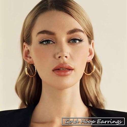 36 Pairs Gold Hoop Earrings Set for Women, Fashion Chunky Gold Hoop Earrings Multipack, Hypoallergenic Pearl Chain Twisted Statement Earring Pack for Birthday Party Jewelry thumbnail 2