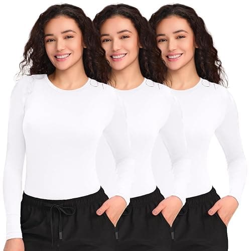 COZYFIT 3 Pack Scrub Undershirts Long Sleeve Women - Underscrub Comfort Tee - Image 1