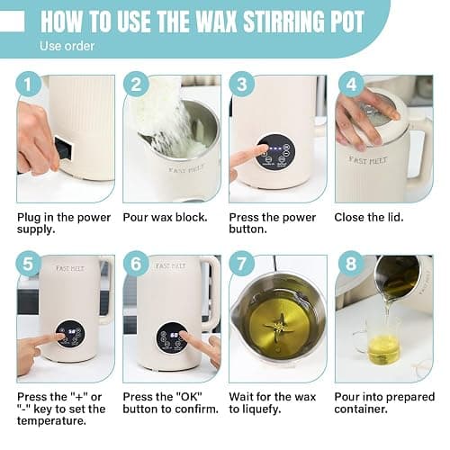 TOAUTO Wax Mixer Machine for DIY Candle Making, 1.2L Electric Wax Melter with Automatic Stirring, Digital Temperature Control 140℉-212℉, Stainless Steel Inner Pot, 800W AC120 thumbnail 8