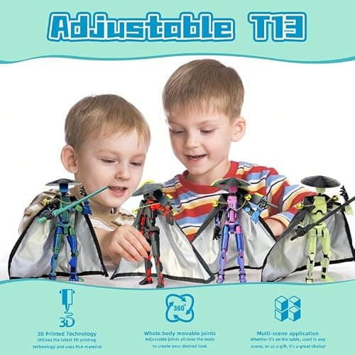 SGYYSG T13 Assembly Completed Action Figures,T-13 Action Figure, Robo 13 3D Printed Action Figure - The Ultimate Hero for Action-Packed Playtime,5.2 Inch, Blue Green thumbnail 4