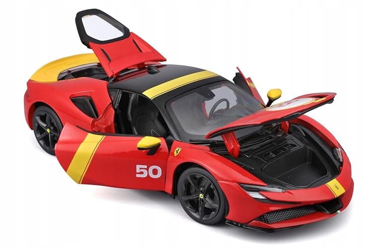 Ferrari SF90 Stradale Assetto Fiorano 1:18 Die‑Cast Model – Signature Series, Opening Doors/Bonnet, Rubber Tires, Steering – Rare Collectible thumbnail 3