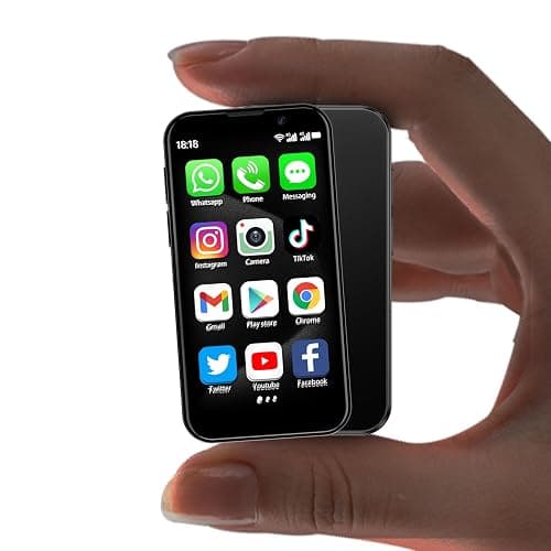 BLKE Max Mini Phone Unlocked World's Smallest 3.0" HD Touch Screen Mini Smartphone Android Compact Mobile Phone for Kids &Students Cell Phone wih Quad-Core Dual SIM Face lD2GB+16GB Black - Image 1