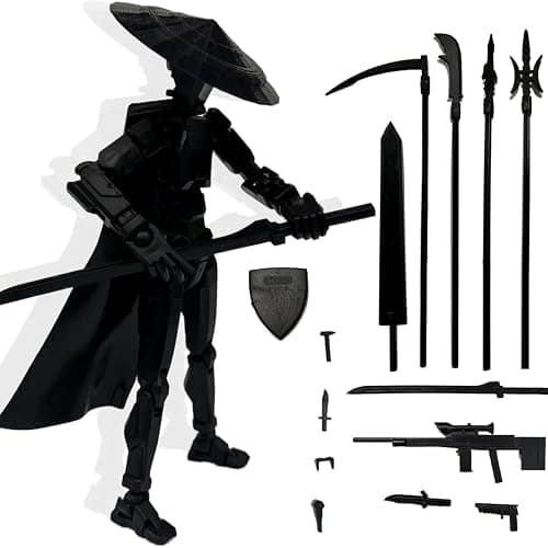 PkghoKids Already Assembled T13 Action Figure Accessories,T13 Multi-Jointed Movable 3D Printed Toys (Black) - Image 1
