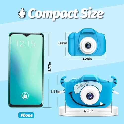 Goopow Kids Camera Toys for 3-8 Year Old Girls Boys,Children Digital Video Camcorder Camera with Cartoon Soft Cover, Best Chritmas Birthday Festival Gift for Kids - 32G SD Card Included thumbnail 2