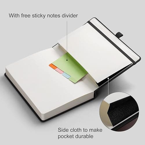 AHGXG Thick Journal Lined Notebook - 320 Numbered Pages Journal for Women A5 Notepad College Ruled, 100gsm Paper, Leather Hardcover, for Men Writing Work Office School, 5.75'' X 8.38''-Black thumbnail 5