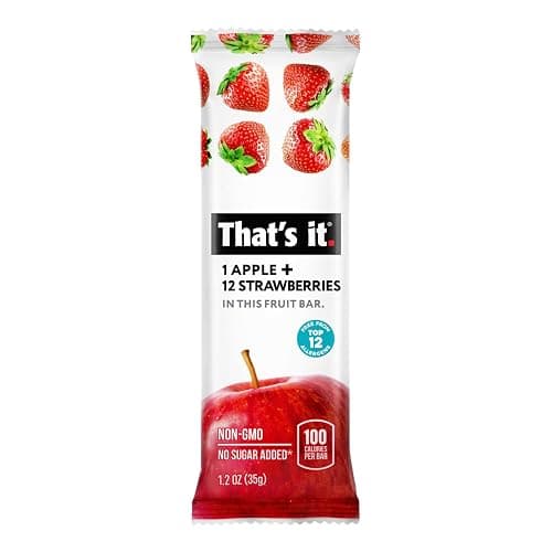 That's it. Apple + Strawberry 100% Natural Real Fruit Bar, Best High Fiber Vegan, Gluten Free Healthy Snack, Paleo for Children & Adults, Non GMO No Sugar Added, No Preservatives Energy Food (12 Pack) thumbnail 3