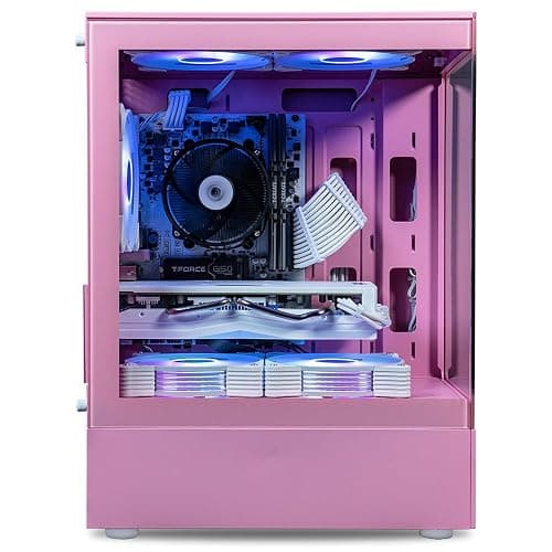 ViprTech Stryker 1.0 Gaming PC - AMD Ryzen 7 (4.1GHz Turbo), RX 580 8GB, 32GB DDR4 3200, 1TB NVMe SSD, 700W PSU, WiFi BT, Win 11 Pro, RGB, Desktop Computer Prebuilt, Pink thumbnail 3