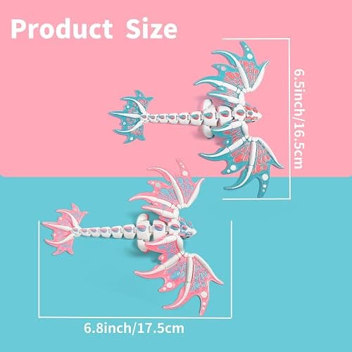 AQXYTK 2 Pack Articulated 3D Printed Dragon with Wings Toy | 7" Sensory Fidget Dragon ToysToys, Winged Dragon Model, Fantasy Desktop Pet Decor, Dragon Gift for Kids & Adult thumbnail 3