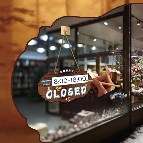 Store hours signs for business/business hours sign for glass door/hours of operation signs/Clock Will Return Will be Back, Double Sides Plastic Signs, Business Store Office Bars Retail Salon Shop thumbnail 5