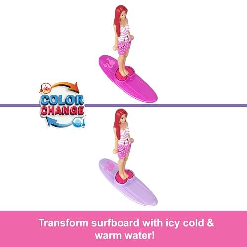 Barbie Mini Barbie Land 4-Pack Doll & Toy Vehicle Set with 4 1.5-inch Dolls & 4 Iconic Toy Vehicles with Color-Change Surprise, JGL30 thumbnail 4
