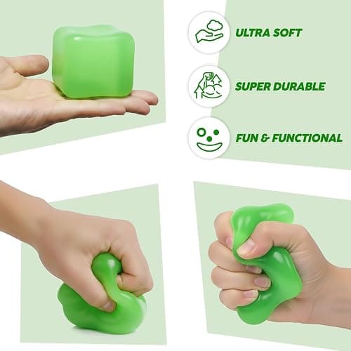 BounceBack Glow Cube - Soft Silicone Stress Ball for Kids & Adults | Glow in the Dark Autism Fidget Cube Gift | Squishy Sensory Toy for Stress & Anxiety Relief, ADHD Present for Girl Boy | Mondiko® thumbnail 5