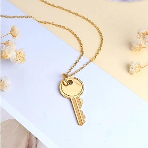 Liiusgelad Gold Key Necklace for Women, Stainless Steel Dainty Summer Fashion Jewelry, Elegant Pendant Gift thumbnail 4
