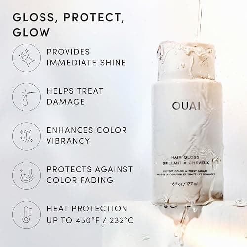 OUAI Hair Gloss - In-Shower Shiny Hair Treatment & Glaze (6 Oz) | With Frizz Control - Heat Protectant Infused with Hyaluronic Acid, Rice Water & Panthenol - Paraben, Phthalate & Sulfate Free thumbnail 3