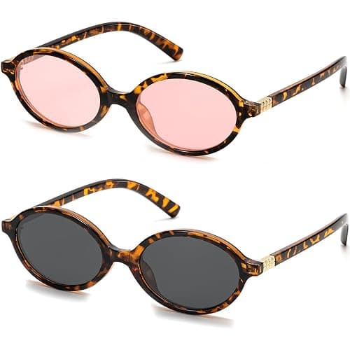 ViewJoy Retro Oval Sunglasses for Women Vintage 90s Y2K Trendy Designer Sun Glasses - Image 1
