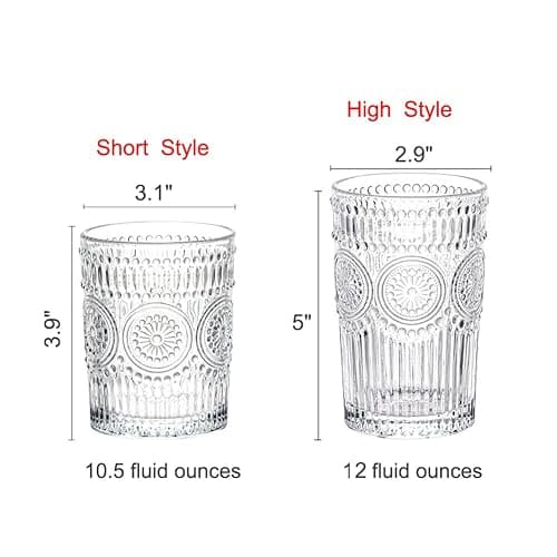 LOYUYU Set De 6 Verres à Eau Romantiques Premium 250ML, Verrerie Vintage pour Jus, Boissons, Bières, Cocktails (250ml) thumbnail 3