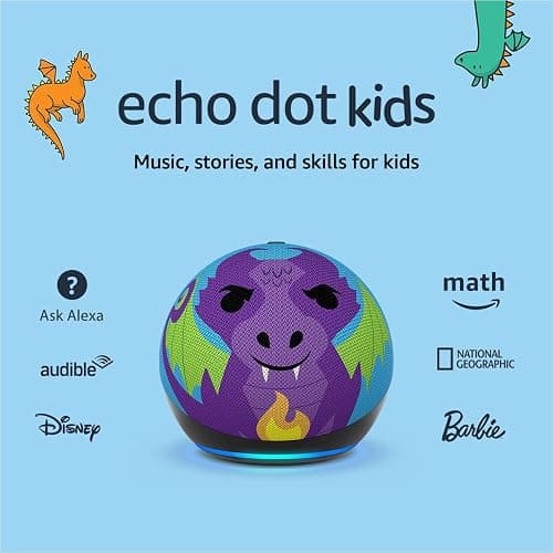 Amazon Echo Dot Kids (newest model), Designed for kids, with parental controls, Includes 1 Year of Amazon Kids+, Dragon - Dragon - Device only thumbnail 7
