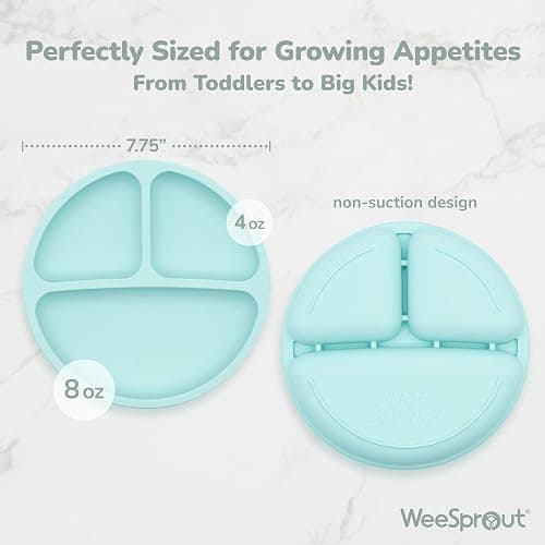 WeeSprout Silicone Divided Plates (With Lids), 100% Food Grade Silicone Divided Plates for Toddlers & Kids, Dishwasher & Microwave Safe thumbnail 2