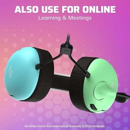 PDP AIRLITE Stereo Headset with Mic for Nintendo Switch/Switch Lite/OLED - Noise Cancelling Microphone, Lightweight, Soft Comfort On Ear Headphones, 3.5mm Jack - Animal Crossing Aloha Blue & Green thumbnail 6
