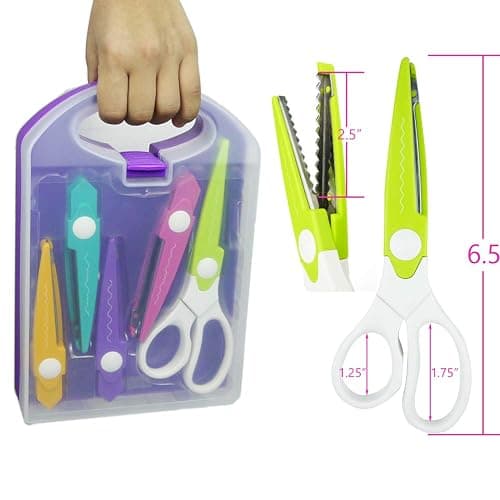 BINWISH Decorative Scissors Set, 5 Pairs Craft Scissors Decorative Edges with Portable Organizing Container thumbnail 3