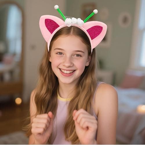 Bgfhna 4 Pcs Cat Ears Headband Party Decorations Headbands Flannel Costume Accessories Glitter Hair Clips for Halloween Christmas Festival Theme Party thumbnail 4