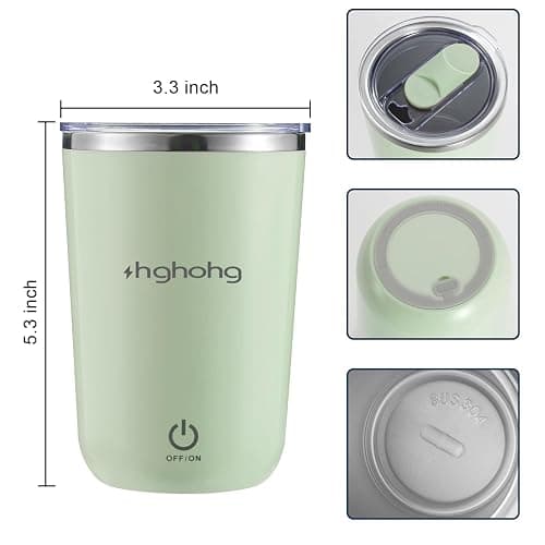 HGHOHG Self Stirring Coffee Mug, 2025 New Automatic Magnetic Stirring Cup, 12Oz, Rechargeable Electric Mixing Cup for Coffee, Milk, Tea,Portable For Travel, Office,School, Gym And Gift (Green) thumbnail 2