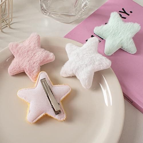 20 Pcs Fluffy Star Hair Clips Y2K Cute Hair Barrettes Plush Fuzzy Star Shaped Alligator Duckbill Clips Decorative Colorful Accessories for Women Girls thumbnail 3