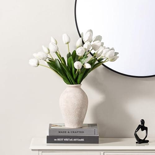 Vanselia Ceramic Flower Vase Home Decor - Large Farmhouse Table Vases Rustic Vintage Living Room Kitchen Bedroom Decorations for House Book Shelf Office Coffee Desk Dining Fireplace (9" Rustic) thumbnail 6