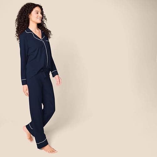 Amazon Essentials Women's Cotton Modal Long-Sleeve Shirt and Full-Length Bottom Pajama Set thumbnail 2