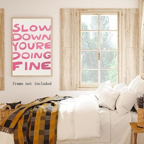Daily Reminder Positive Canvas pink Wall Art Affirmations pink wall decor Slow Down You're Doing Fine Dorm Wall Decor maximalist aesthetic posters dorm wall decor 8x12inch Unframed thumbnail 7