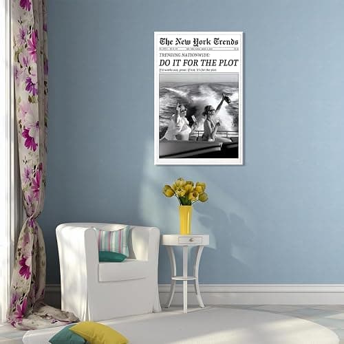 Funky Feminist Black and White Newspaper Wall Art Do It for The Plot Canvas Print Aesthetic Poster Girly Preppy Wall Decor for Bar Hot Girl Living Room Dorm Bethroom Decor 8x12inch Unframed thumbnail 6