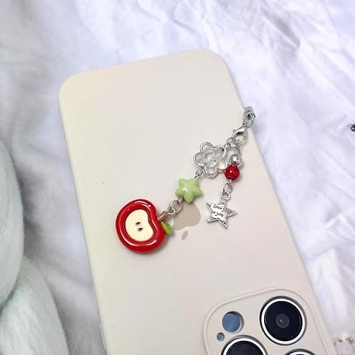 Nalefow 2PCS Cute Phone Charms Aesthetic Y2k Pink Guitar Strawberry Star Phone Straps Key Chains for Keys Bags Camera thumbnail 5